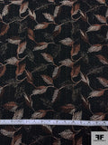 Leaf Embroidered Textured Cotton - Black / Brown / Tan
