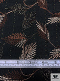 Leaf Embroidered Textured Cotton - Black / Brown / Tan