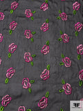 Floral Embroidered Silk Chiffon - Pink / Green / Black