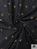 Fleur-de-Lis Embroidered Crushed Polyester Habotai - Black / Beige