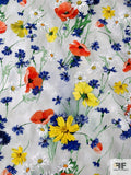 Italian Lela Rose Floral Printed Cotton Lawn - Light Grey / Yellow / Blue / Royal Orange