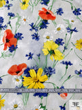 Italian Lela Rose Floral Printed Cotton Lawn - Light Grey / Yellow / Blue / Royal Orange