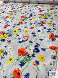 Italian Lela Rose Floral Printed Cotton Lawn - Light Grey / Yellow / Blue / Royal Orange