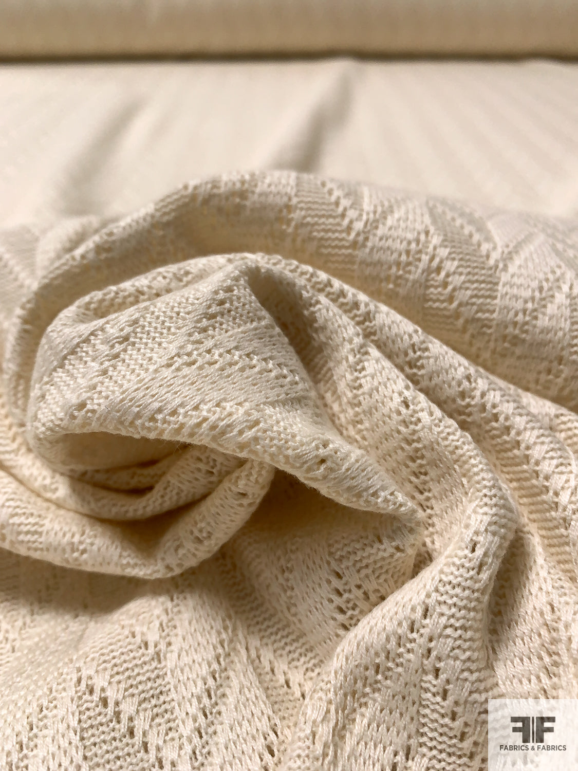 Lela Rose Chevron Stripe Crochet Cotton Knit - Light Beige