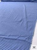 Lela Rose Gingham Check Yarn-Dyed Seersucker Stretch Cotton Shirting - Blue / White