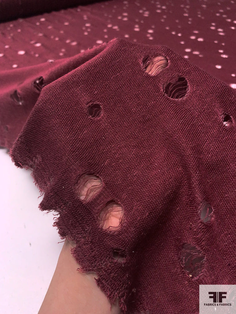 Ripped-Look Poly Rayon Jersey Knit - Dusty Rose | FABRICS & FABRICS ...
