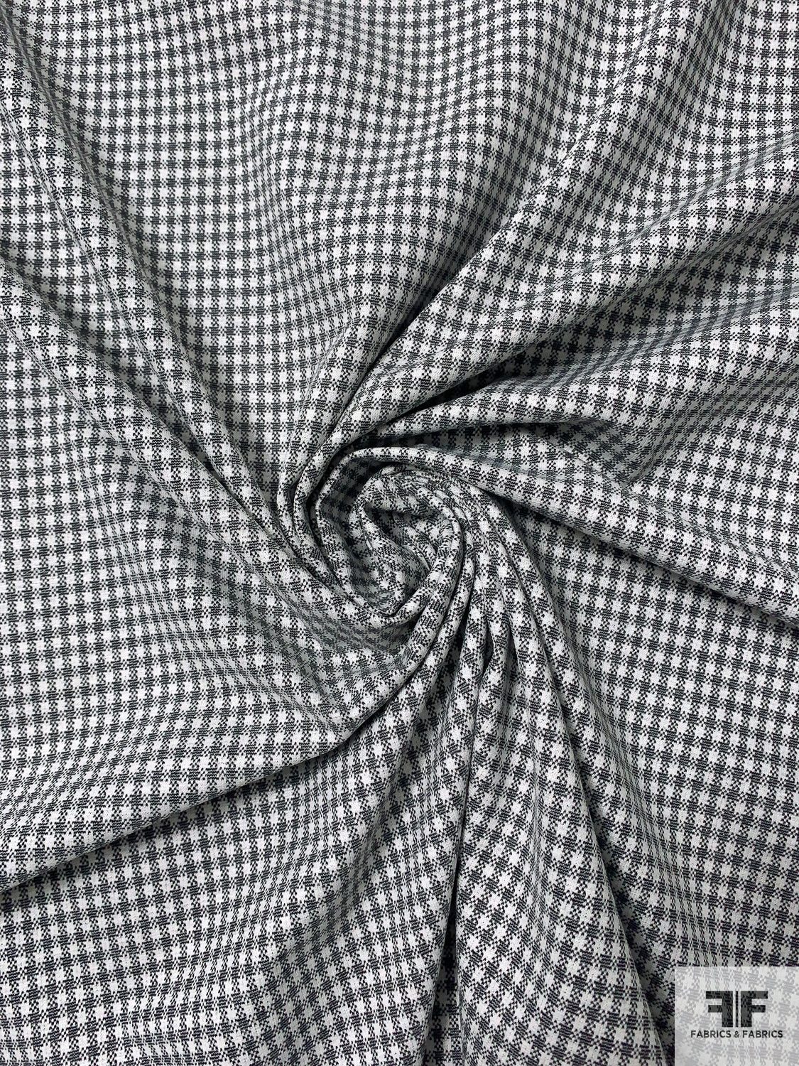 Italian Micro Gingham Check Ponte Knit - Grey/Black/Off-White