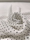 Ditsy Polka Dot Printed Silk Chiffon - Ivory / Black