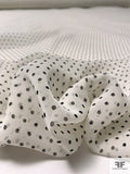 Ditsy Polka Dot Printed Silk Chiffon - Ivory / Black