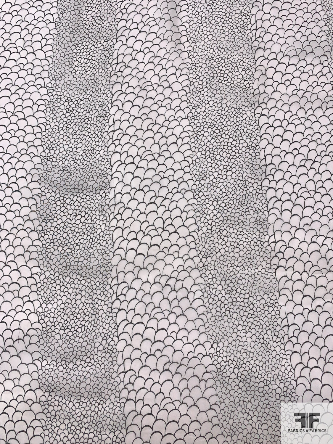 Scales Printed Silk Chiffon - Off-White / Black