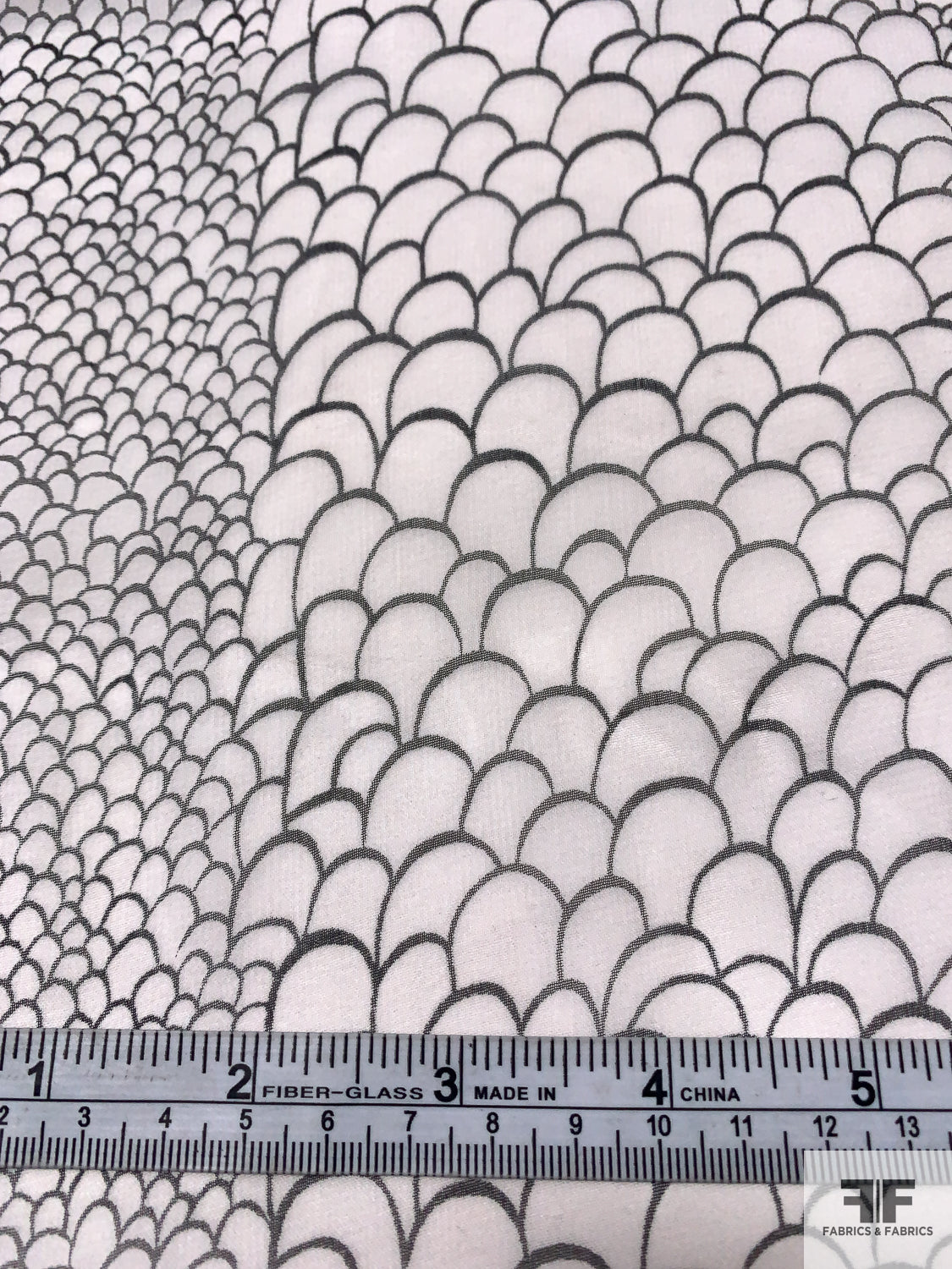 Scales Printed Silk Chiffon - Off-White / Black