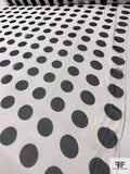 Large Polka Dot Printed Silk Chiffon - Off-White / Black