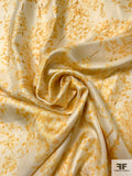 Floral Branches Printed Soft Silk Twill - Mustard / Cream