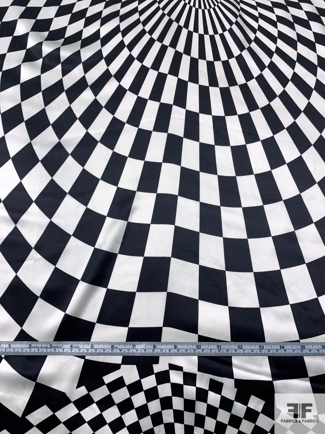 Hypnotic Checkerboard Printed Silk Charmeuse - Black / Off-White