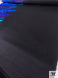 Abstract Border Pattern Printed Stretch Silk Charmeuse - Black / Indigo / Turquoise