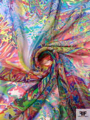 Blue Multicolor Poly Print buy Chiffon Fabric