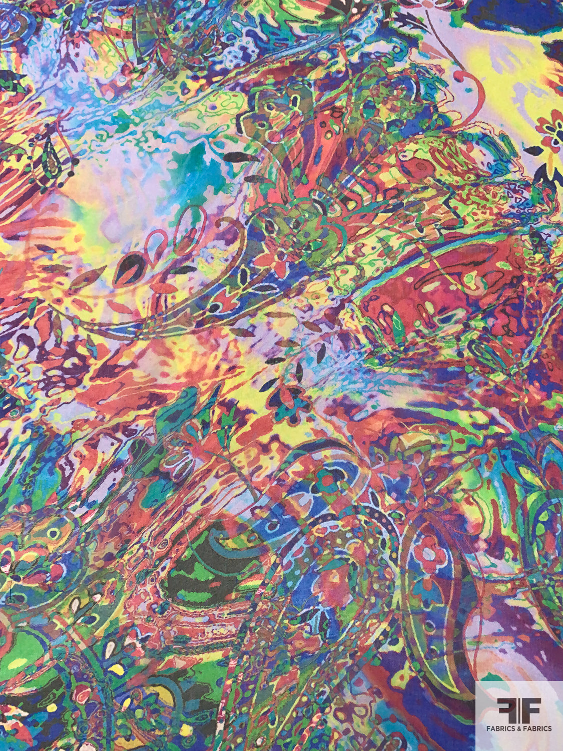 Colorful Abstract Printed Silk Chiffon - Multicolor