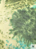 Abstract Tie-Dye Printed Silk Chiffon - Shades of Green