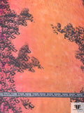 Bold Painterly Trailing Floral Printed Silk Chiffon - Orange / Hot Pink / Magenta / Black