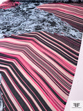 Striped and Ornate Regal Printed Silk Chiffon - Hot Pink / Pink / Black / Sky Blue / Navy
