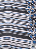 Bejeweled Sapphires Double-Border Pattern Printed Silk Chiffon - Blue / Black / Grey / Off-White