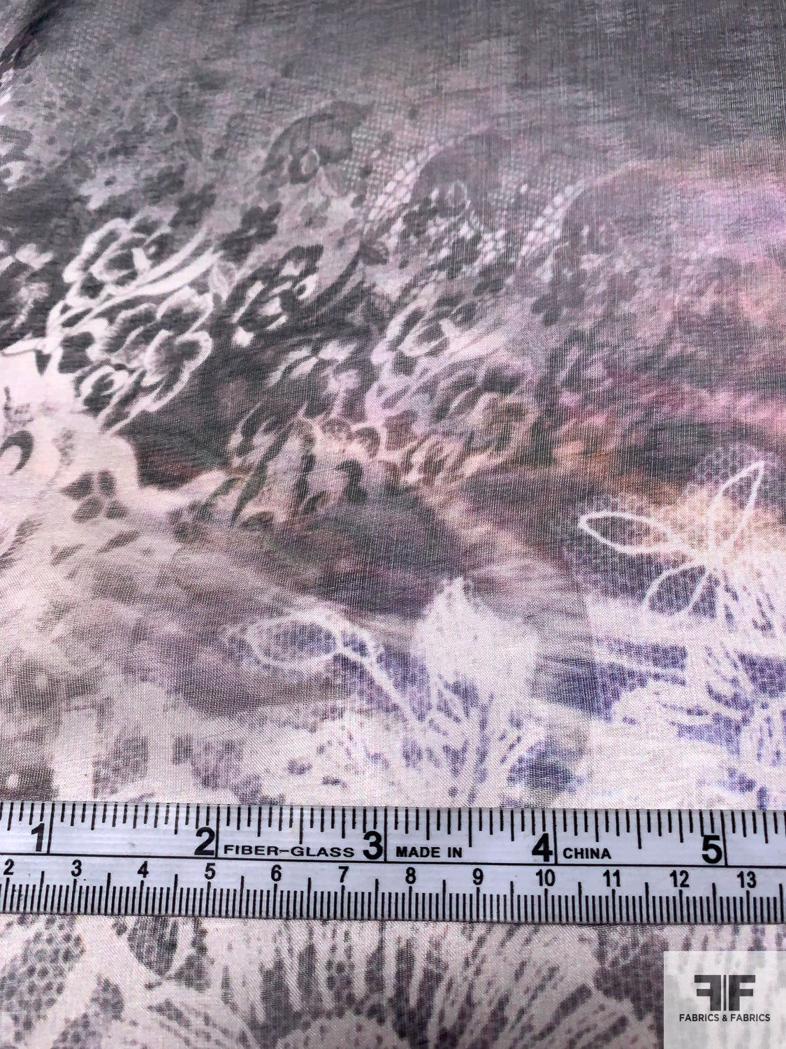 Lace Illusion Animal Pattern Printed Silk Chiffon - Earth Tones / Black / Browns