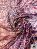 Ombré Animal Pattern Printed Silk Chiffon - Burnt Orange / Magenta / Purple / Pale Lilac