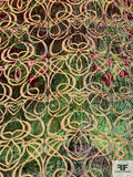 Abstract Swirl Printed Cut Velvet - Maroon / Green / Light Caramel / Hunter Green