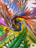 Hermes-Look Tropical Printed Silk Chiffon Panel - Orange /  Green / Purple / Yellow / Blue