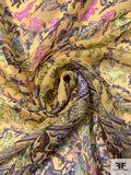 Hermes-Look Animals Printed Silk Chiffon Panel - Yellow / Lavender / Light Green / Pink