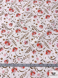 Jovial Leaf Stems and Floral Printed Cotton Lawn - Brown / Pinks / White