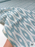 Ikat Graphic Printed Cotton Twill - Dusty Turquoise / White