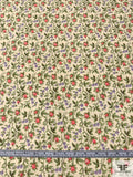 Ditsy Floral Printed Stretch Cotton Poplin - Sand / Green / Lavender / Pink