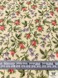 Ditsy Floral Printed Stretch Cotton Poplin - Sand / Green / Lavender / Pink