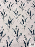 Leaf Stems Printed Cotton Poplin - Midnight Teal / Dusty Teal / Off-White