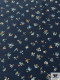 Ditsy Blotch Floral Printed Cotton Lawn - Navy / Blue / Orange / Ochre / Green
