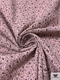 Ditsy Floral Printed Crinkled Cotton Lawn - Crepe Pink / Eggplant Brown