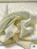 Graphic Orbits Printed Silk and Cotton Voile - Sky Blue / Cream