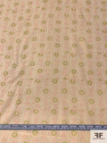 Dot Sketch Floral Printed Cotton Voile - Pastel Peach / Lime