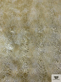 Animal Pattern Textured Metallic Brocade - Antique Lime / Silver