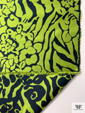 Animal Pattern Inspired Reversible Zibeline Mikado - Lime Green / Navy