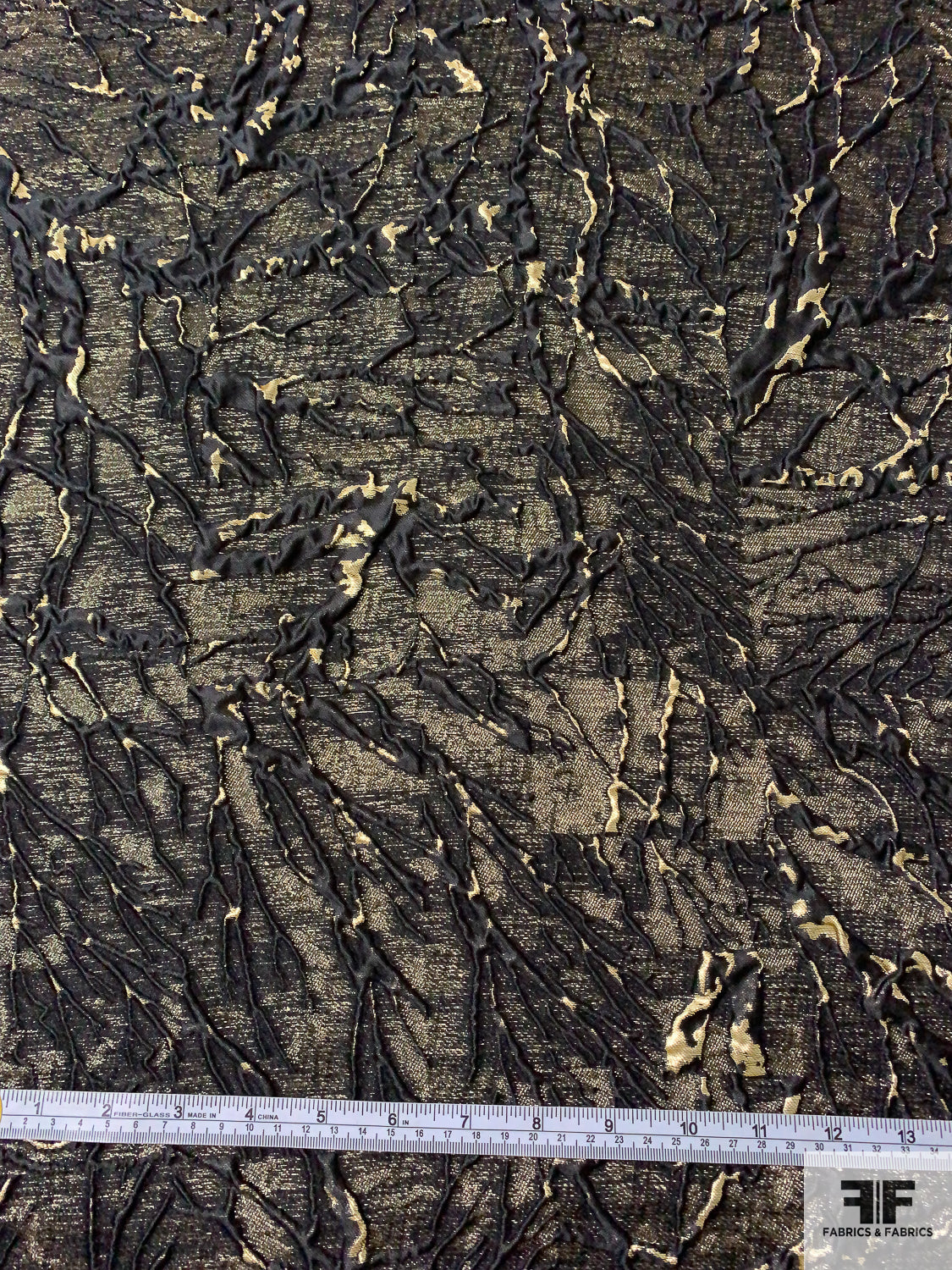 Dramatic Textured Metallic Brocade - Black / Gold