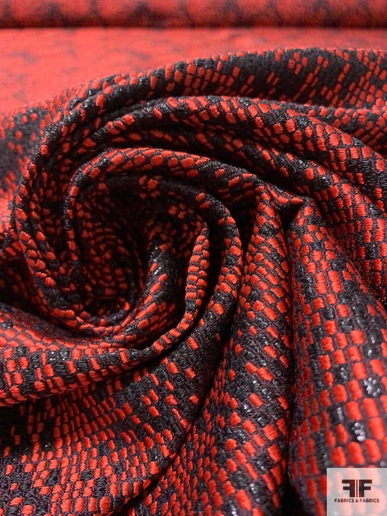 Vintage Jason Wu Pixel-Look Textured Metallic Brocade - Red/Black ...