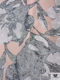 Large-Scale Abstract Metallic Brocade - Blush / Grey / Silver