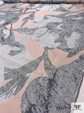 Large-Scale Abstract Metallic Brocade - Blush / Grey / Silver