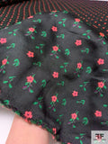 Yarn-Dyed Floral Zibeline Mikado Brocade - Salmon Pink / Green / Black