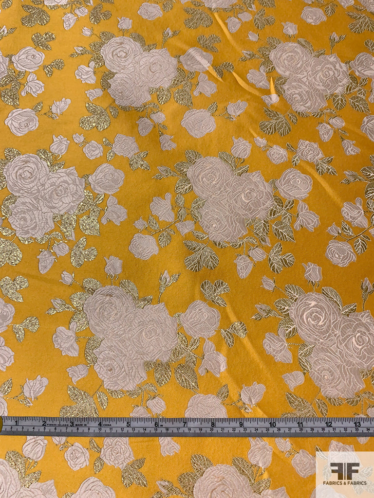 Floral Metallic Brocade Golden Yellow/Champagne/Gold FABRICS & FABRICS Fabrics & Fabrics