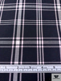 Italian Plaid Yarn-Dyed Stretch Suiting - Black / Baby Pink / Off-White