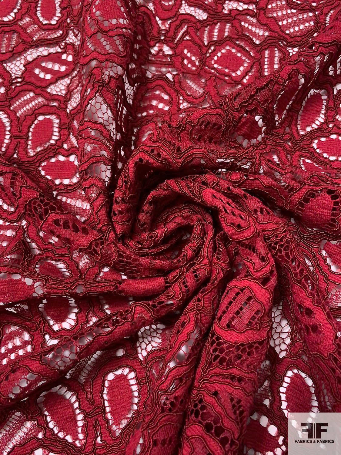 Double-Scalloped Floral Corded Lace Strip - Maroon / Burgundy | FABRICS & FABRICS Fabrics & Fabrics Double-Scalloped Floral Corded Lace Strip - Maroon / Burgundy | FABRICS & FABRICS Fabrics & Fabrics