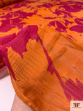 Large-Scale Abstract Printed and Shadow Plaid Cotton-Silk Voile - Magenta / Orange